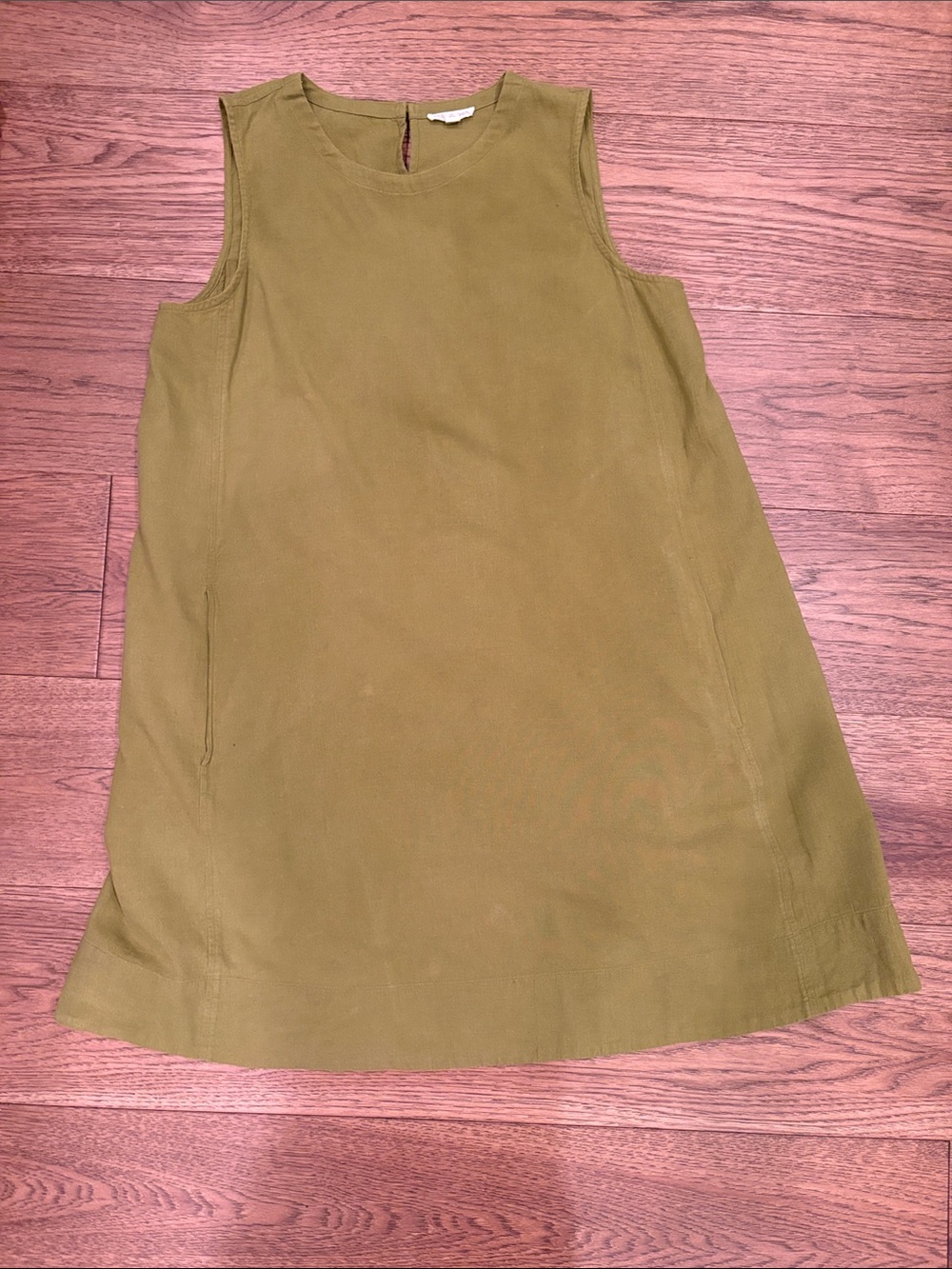 Eileen Fisher Olive Sleeveless A-Line Mini Dress